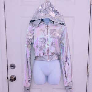 Club Exx Silver Sequin Hoodie Jacket